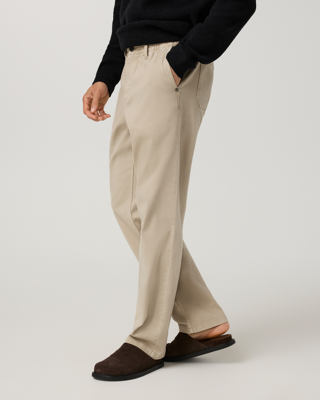 Benton Twill Elastic Waist Pant Relaxed Fit 30" | Limestone