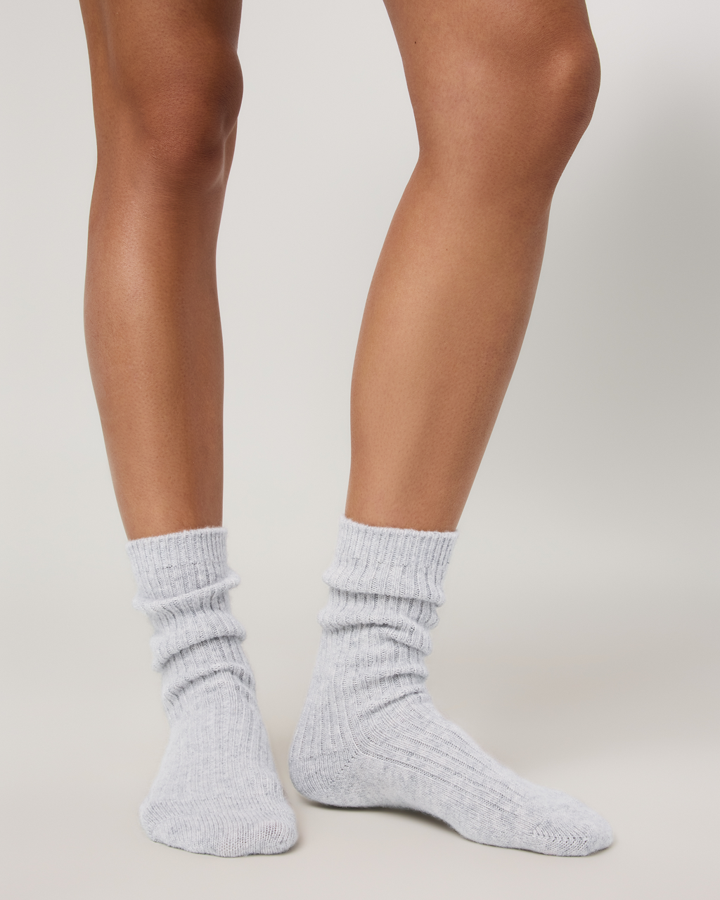 Cashmere Crew Sock | Pale Grey Heather