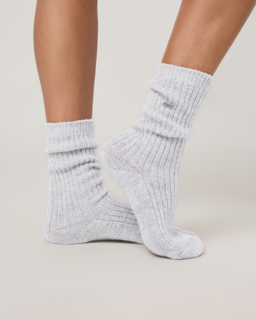 Cashmere Crew Sock | Pale Grey Heather