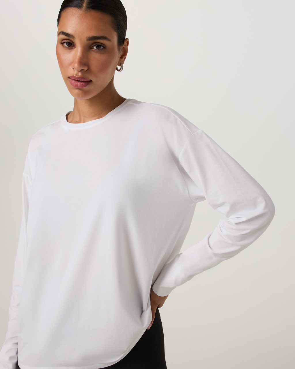 Long-Sleeve Feather Tee | White