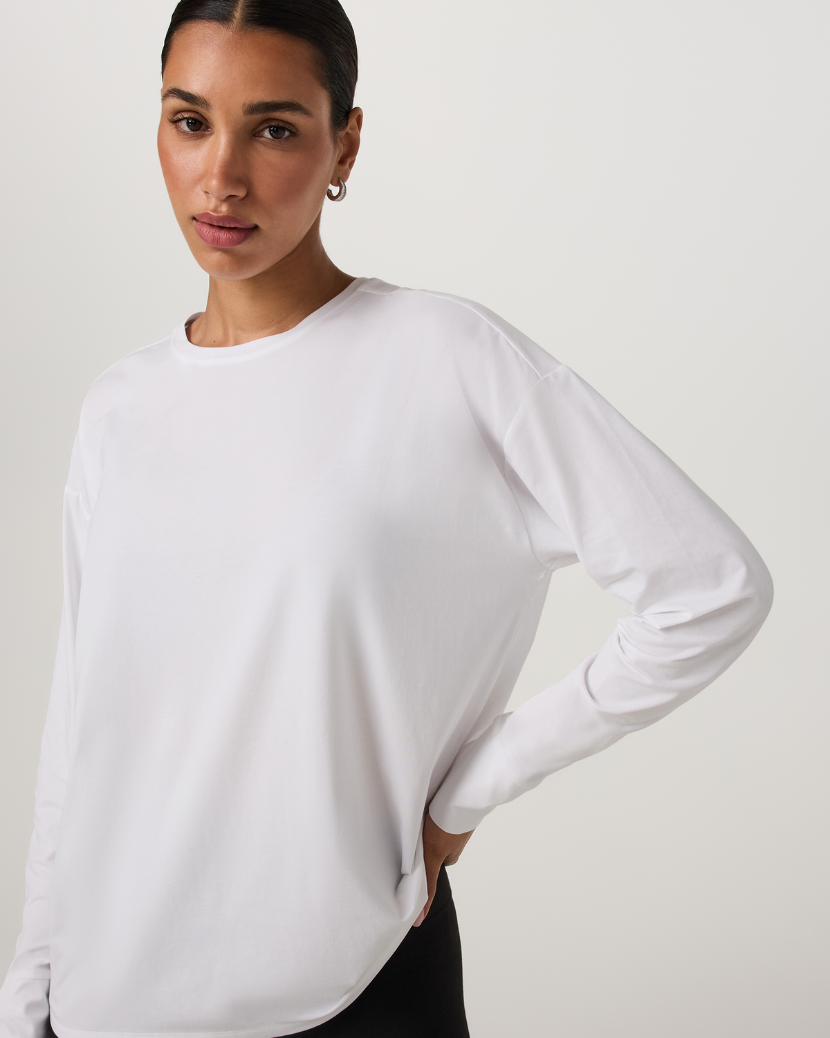 Long-Sleeve Feather Tee | White