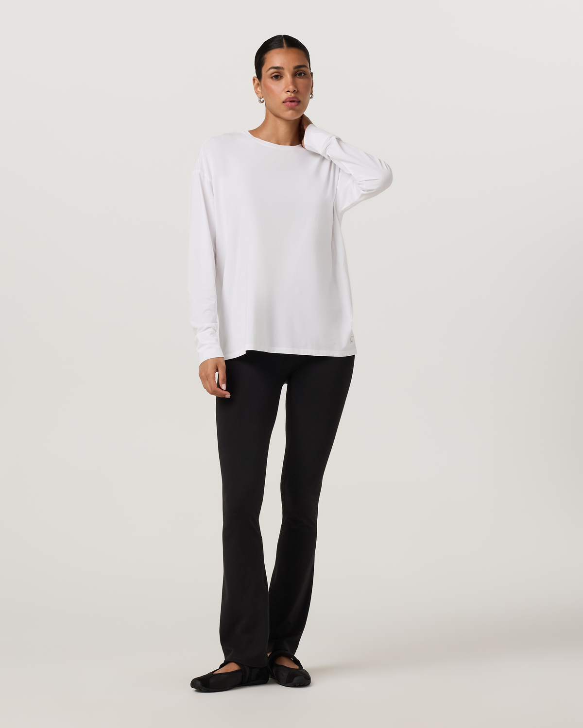 Long-Sleeve Feather Tee | White