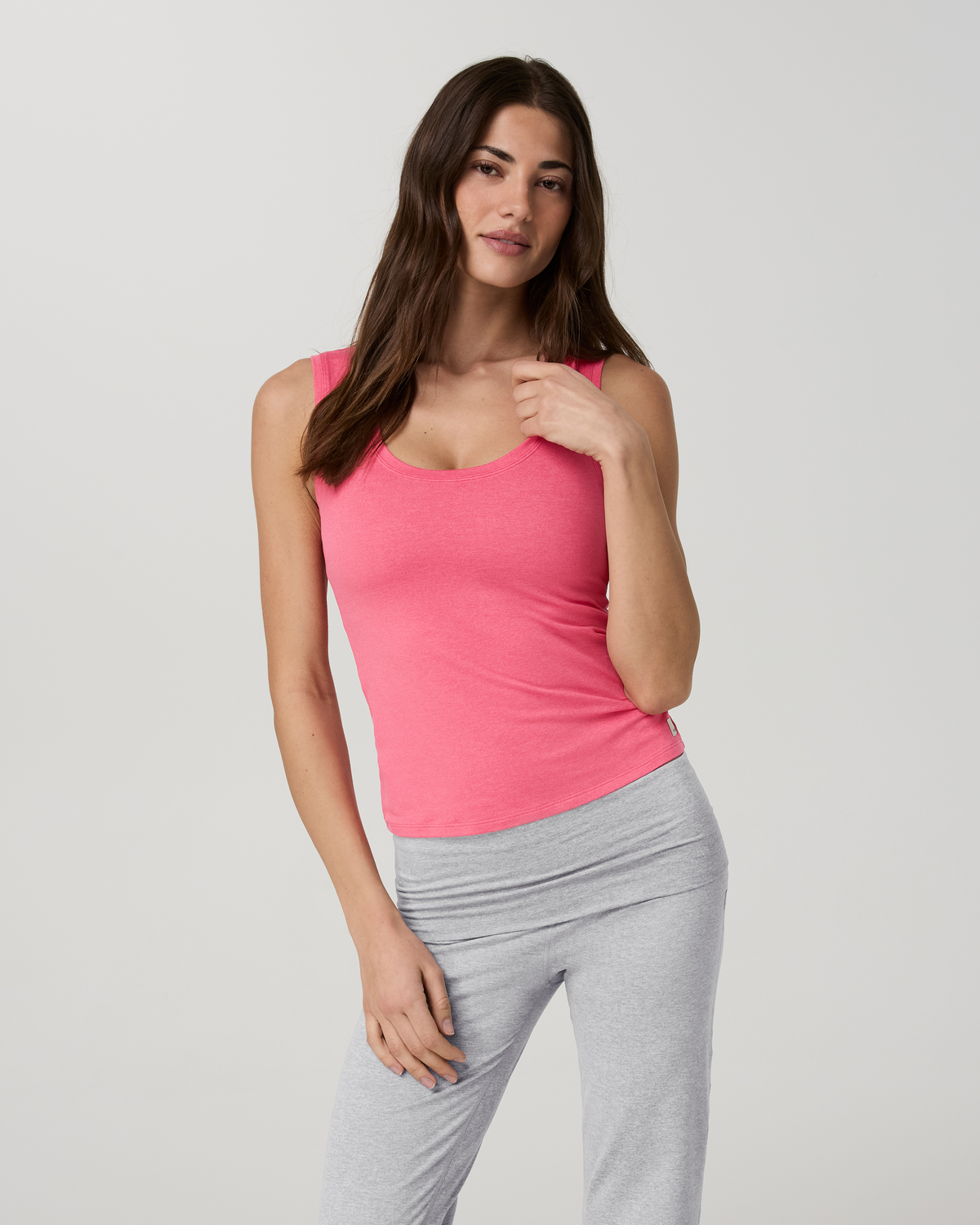 Halo Essential Scoop Tank - Long | Sunset Pink Heather