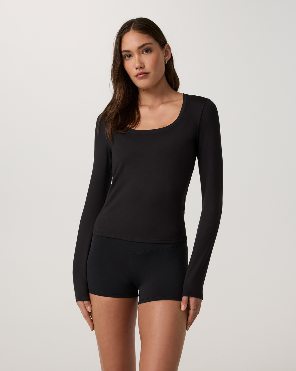 Long Sleeve Halo Essential Scoop | Ecru Heather Tonal