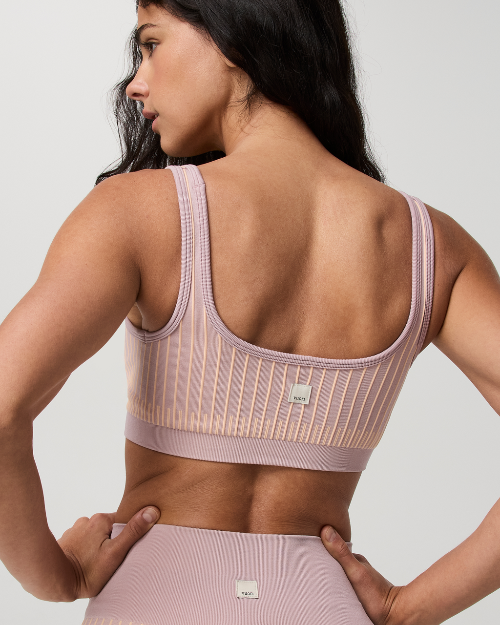 Bi-Color Seamless Longline Bra | Light Grey/Charcoal