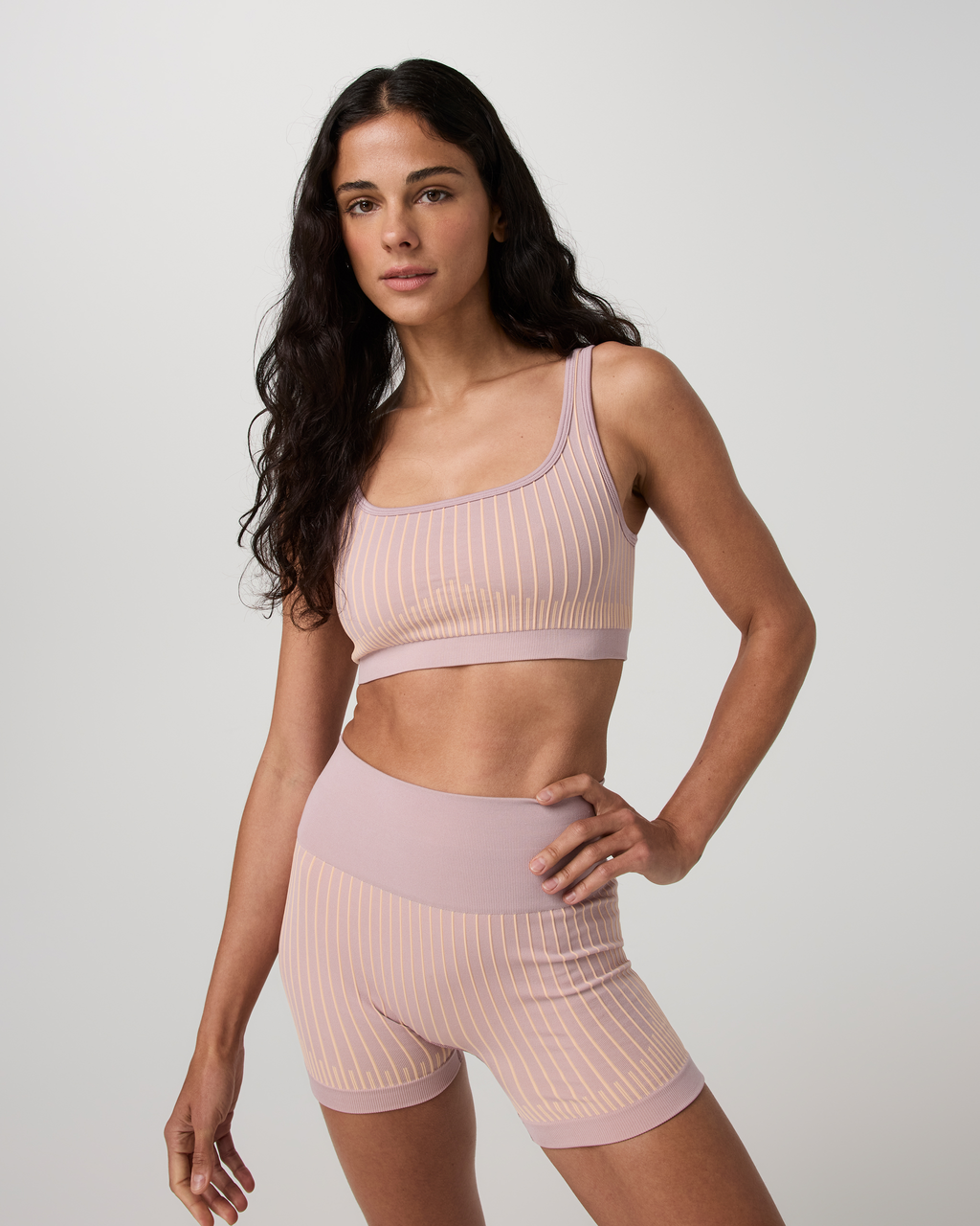 Bi-Color Seamless Longline Bra | Light Grey/Charcoal
