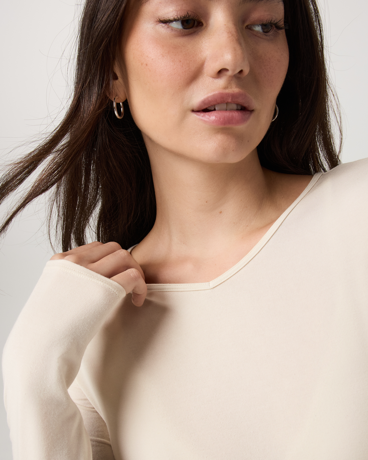 Long Sleeve Modal Top | Bone