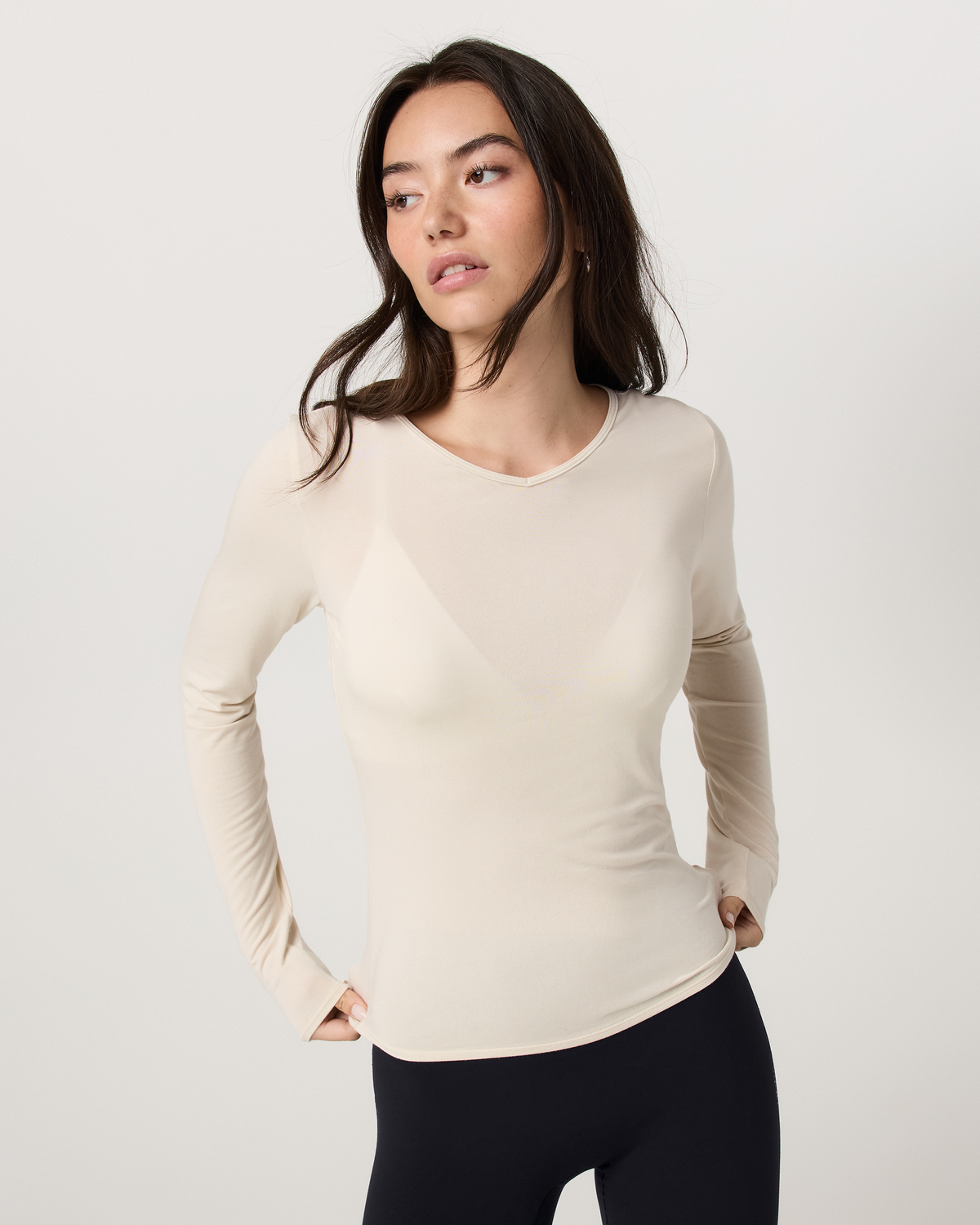 Long Sleeve Modal Top | Bone