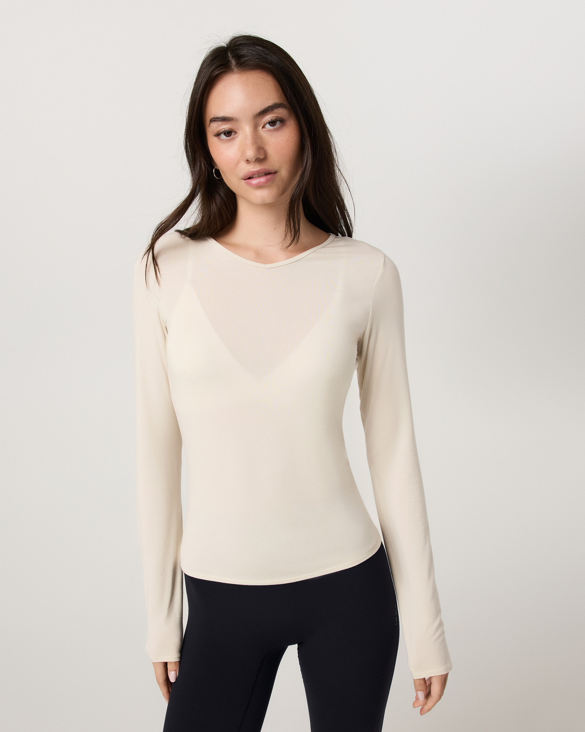 Long Sleeve Modal Top | Bone