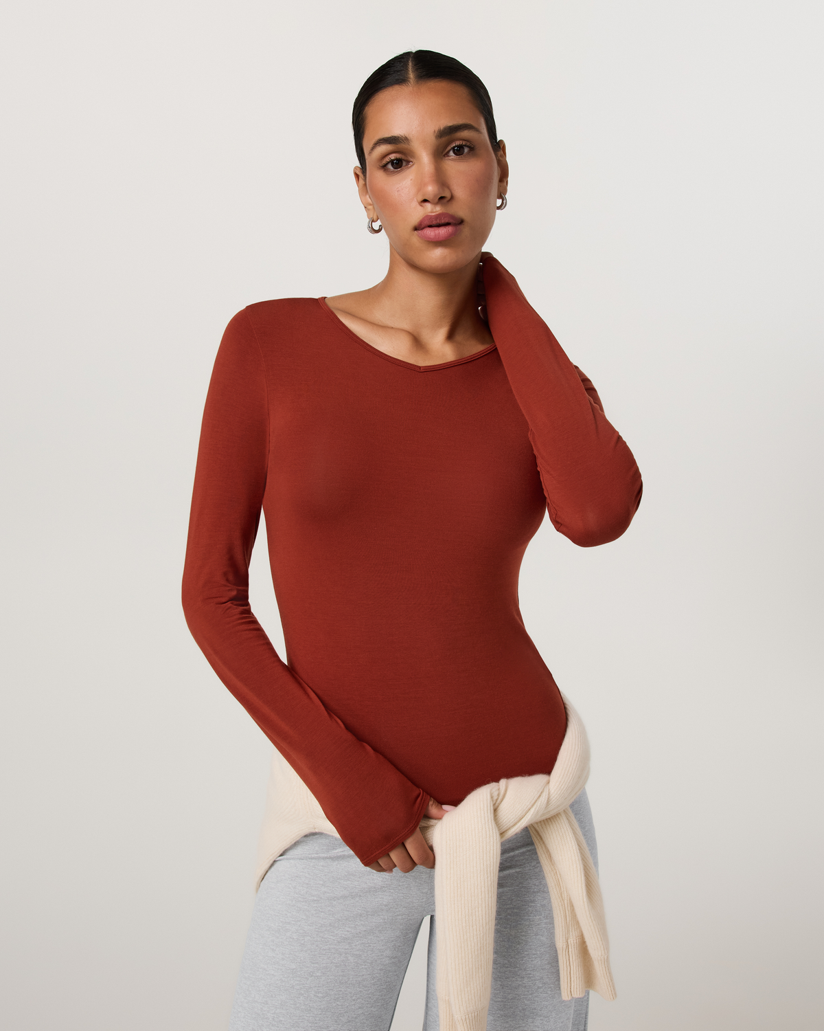 Long Sleeve Modal Top | Bone