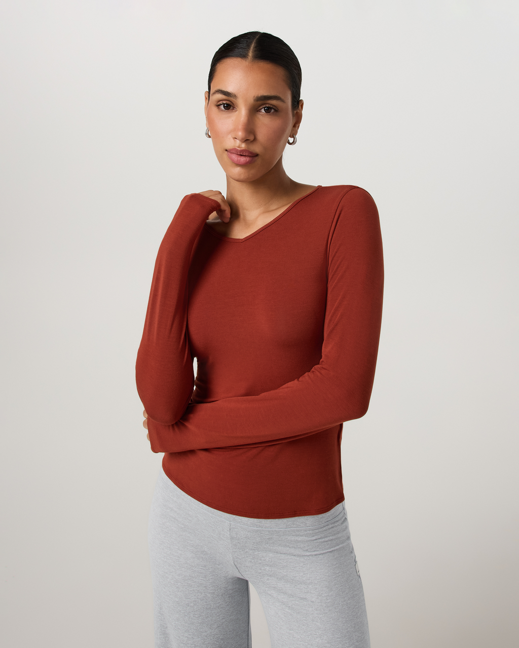 Long Sleeve Modal Top | Bone