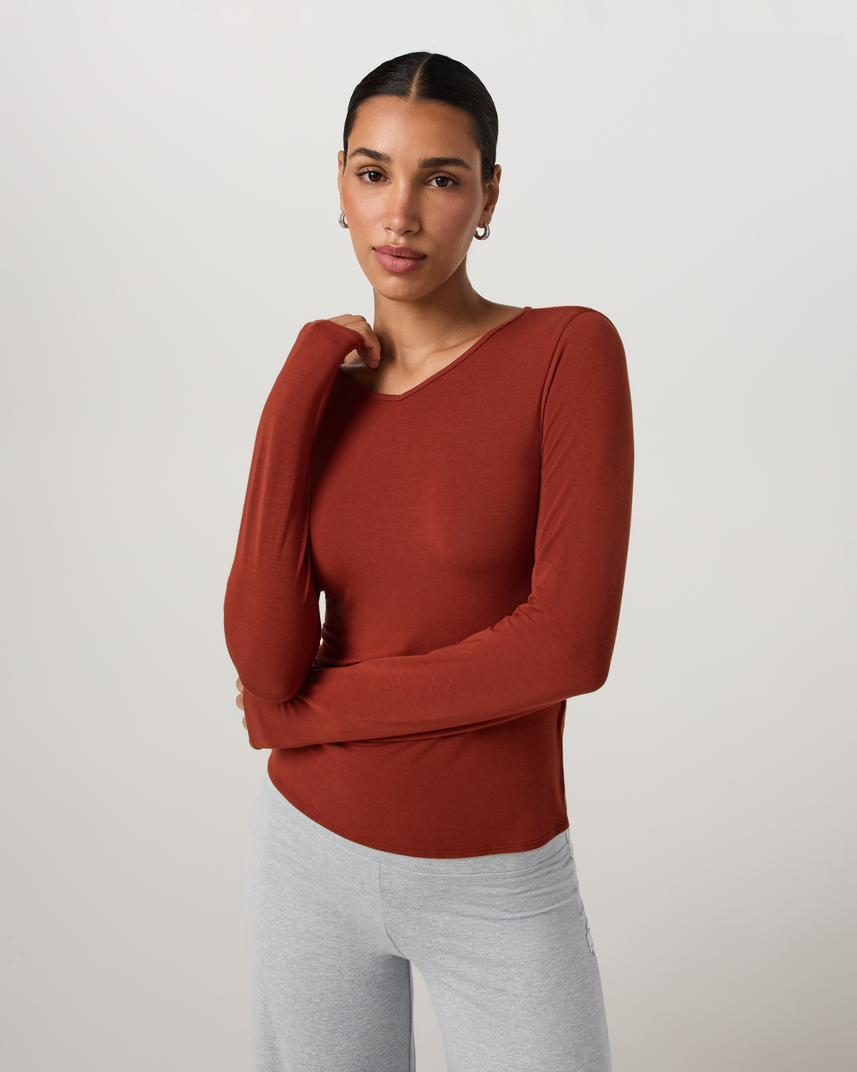 Long Sleeve Modal Top | Bone