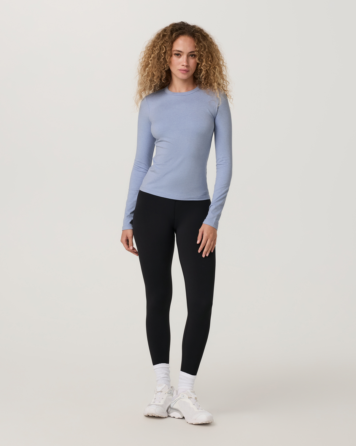 Long Sleeve Halo Essential Crew Tee | Ecru Heather