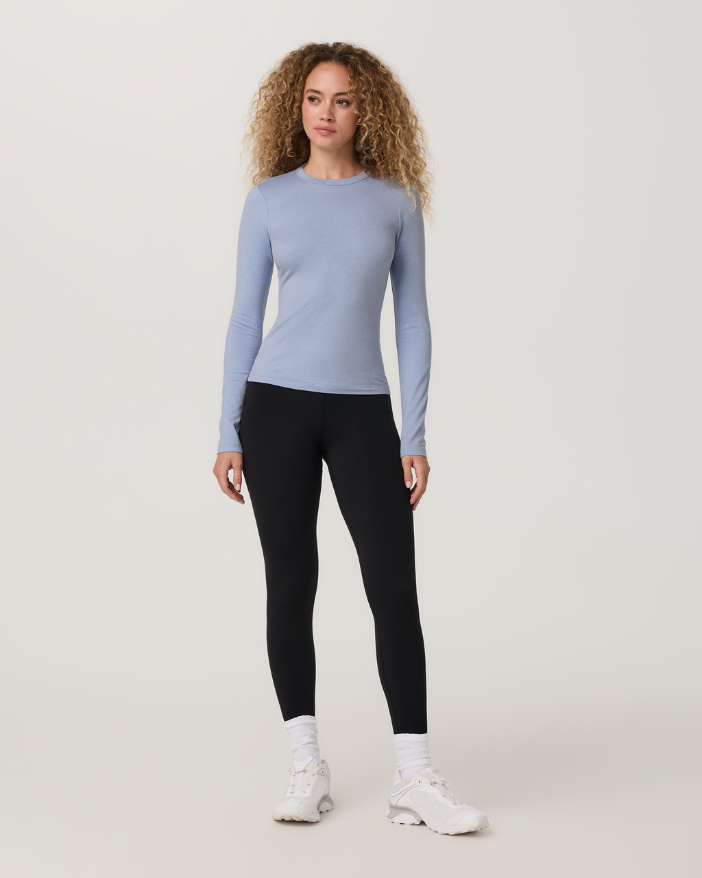 Long Sleeve Halo Essential Crew Tee | Ecru Heather