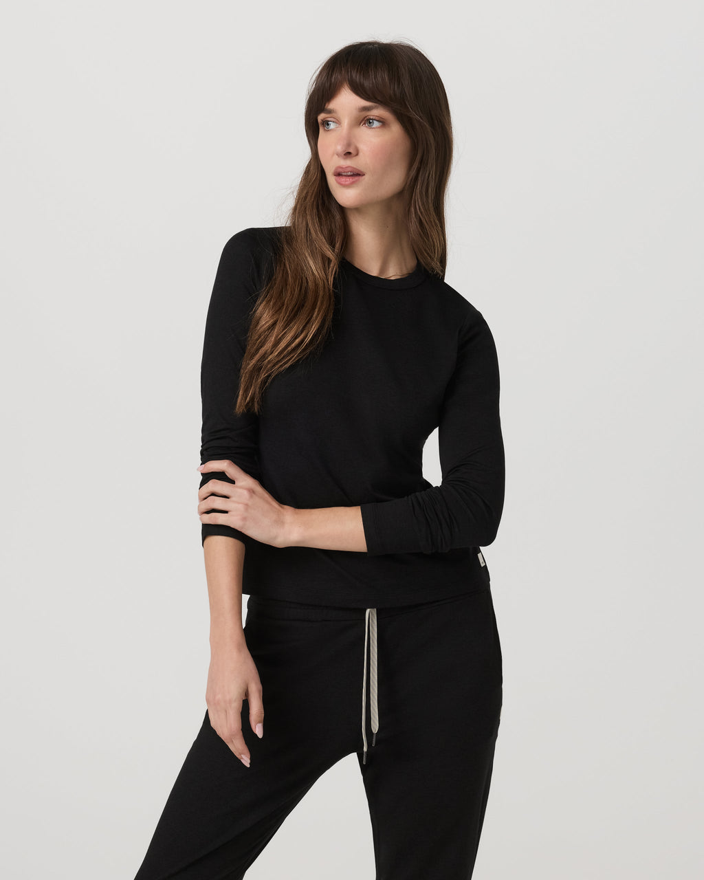 Long Sleeve Halo Essential Crew Tee | Ecru Heather