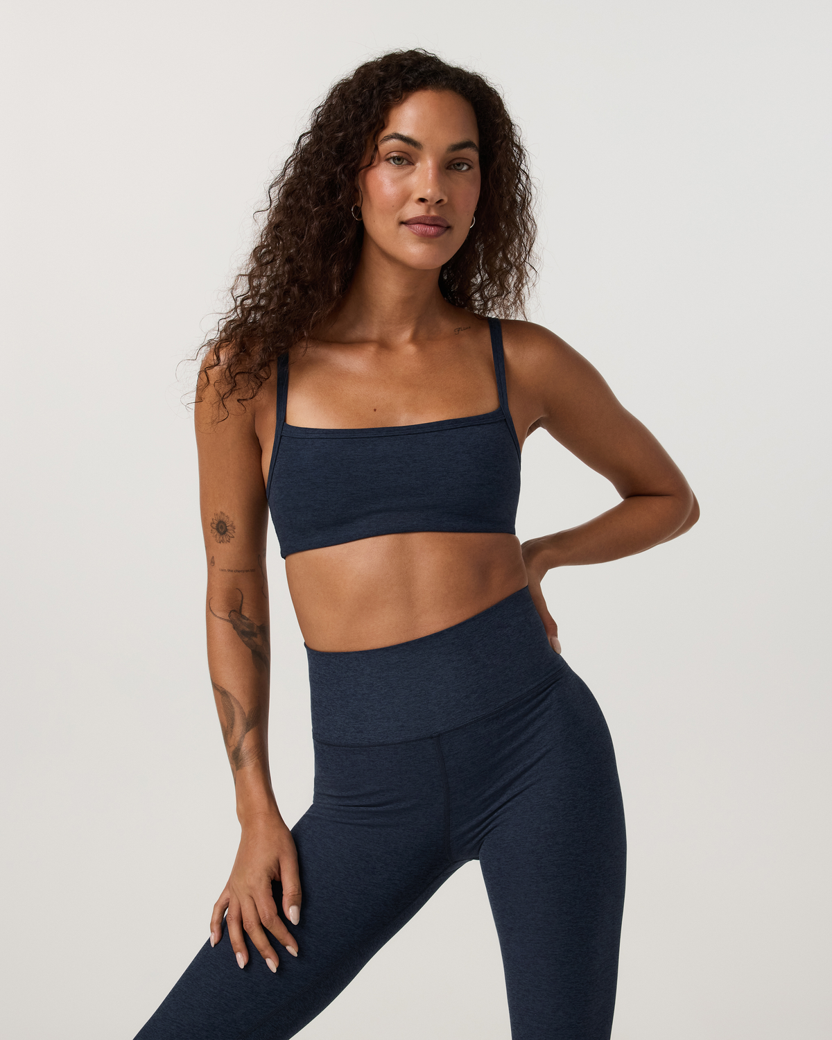 Elevation Square Neck Bra | Black Heather
