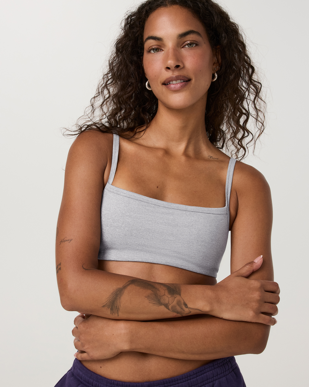 Elevation Square Neck Bra | Black Heather