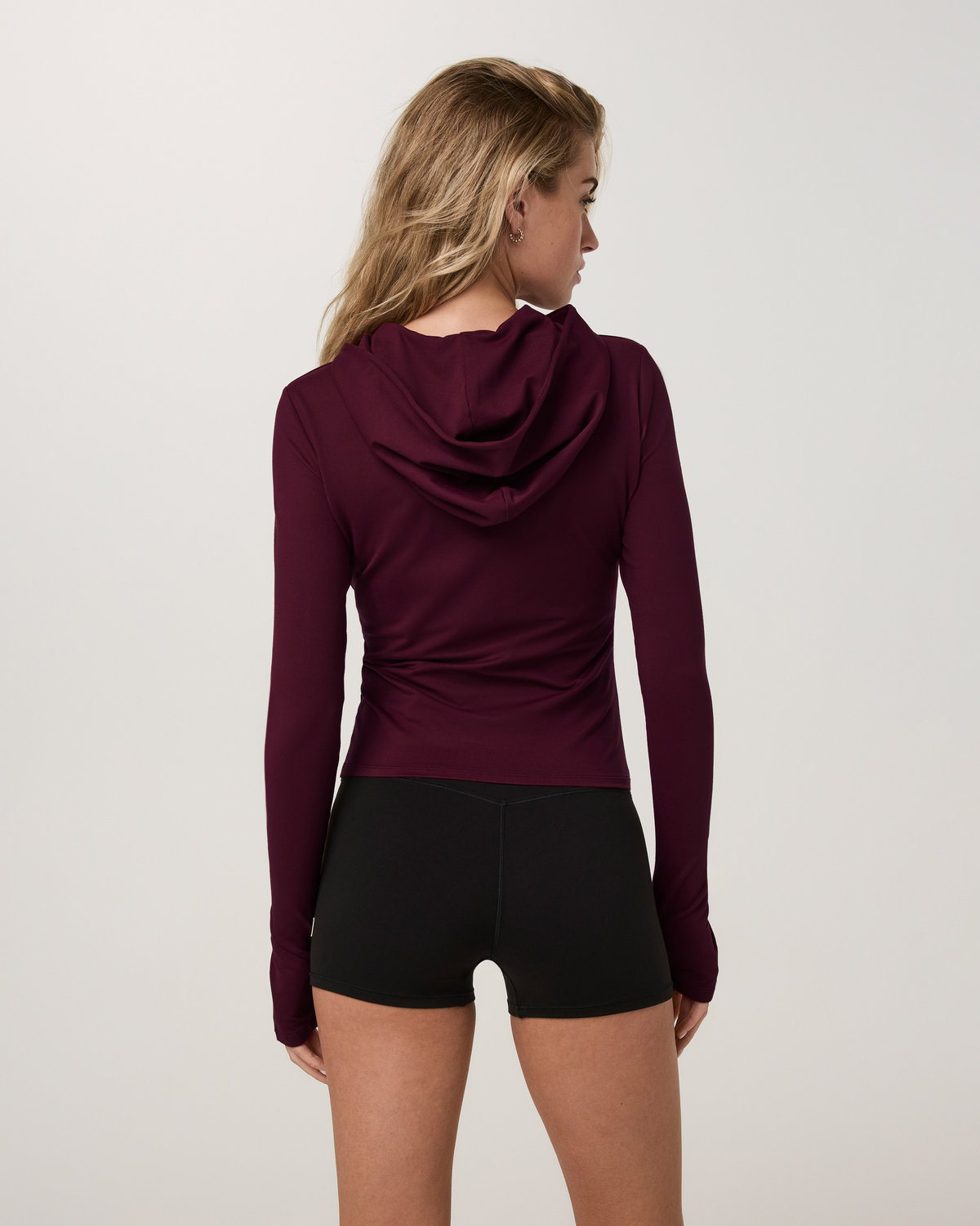 Long Sleeve Halo Fitted Hoodie | Cherry Noir