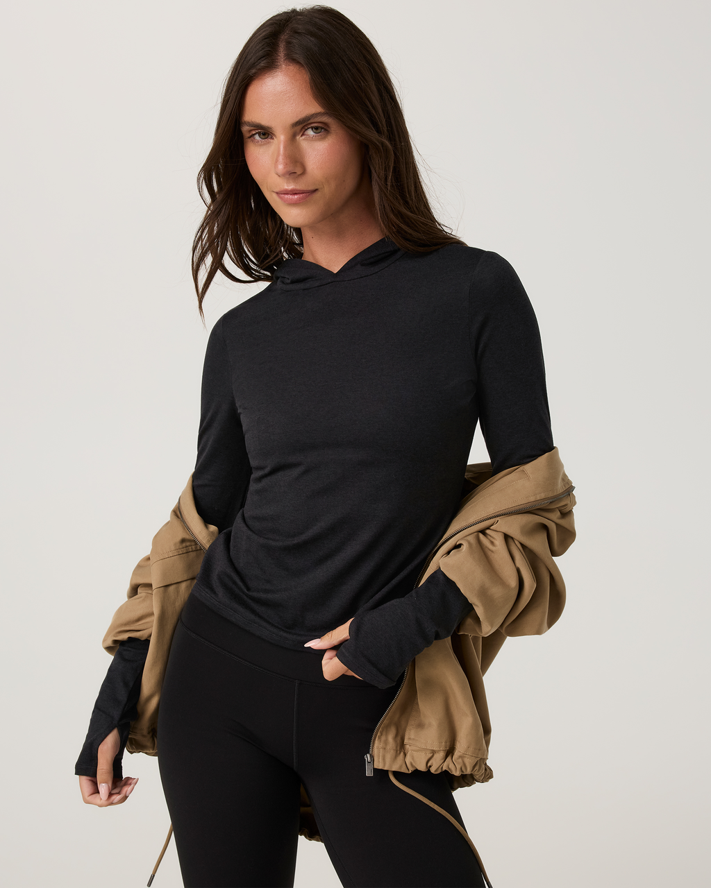 Long Sleeve Halo Fitted Hoodie | Pale Grey Heather