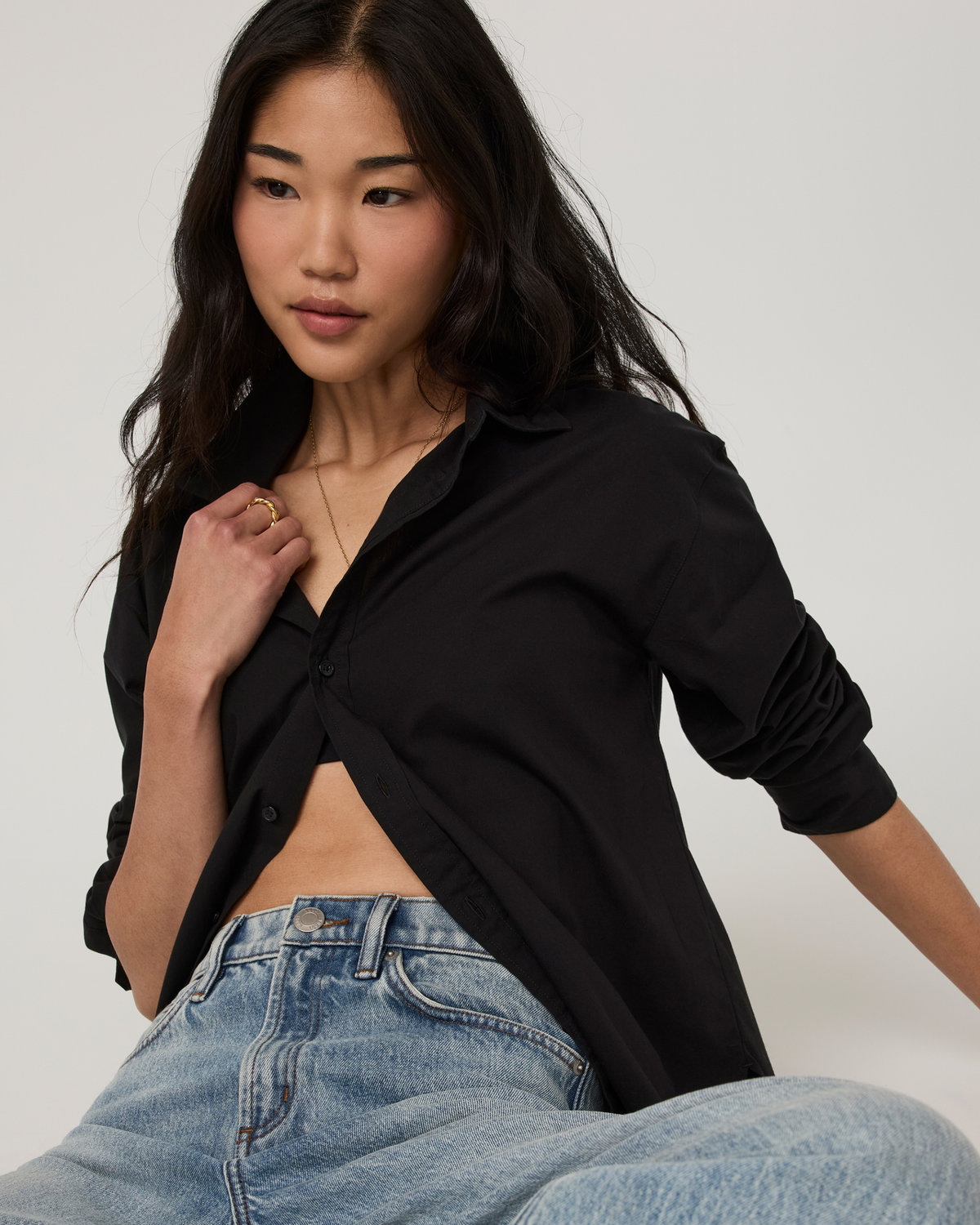 Long Sleeve Kensington Classic Button Down | Black