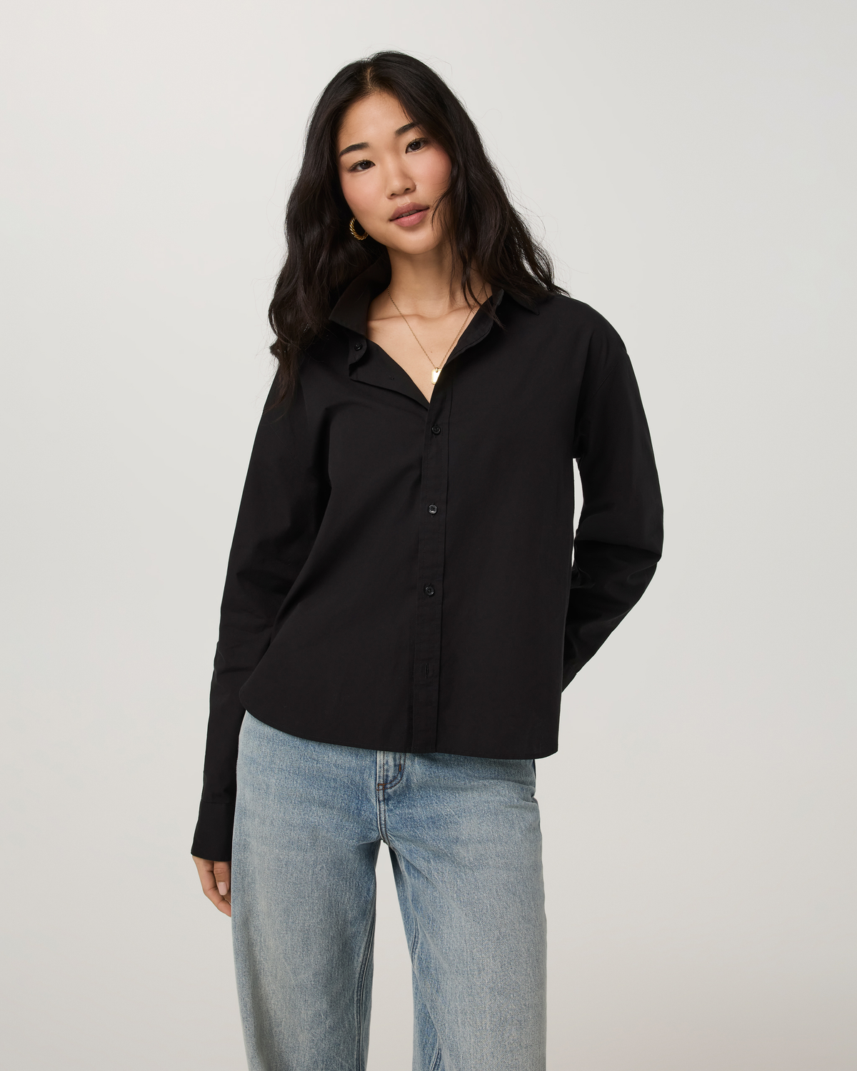 Long Sleeve Kensington Classic Button Down | Black