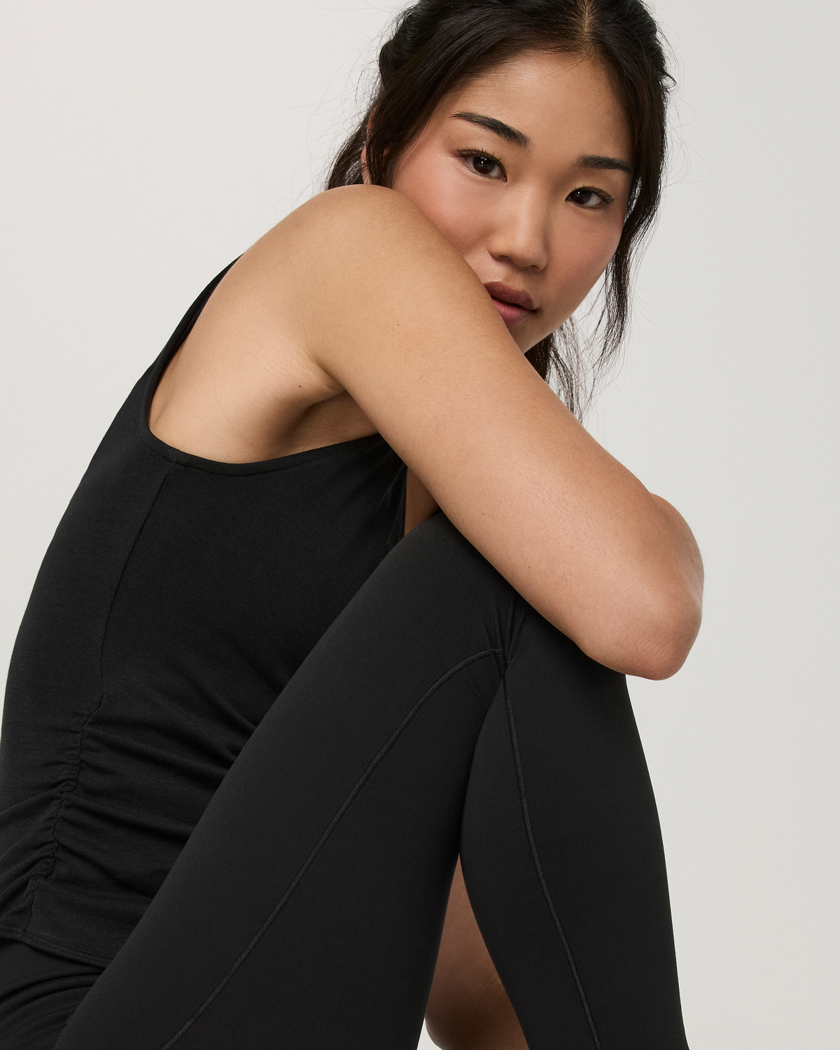 Everyday Cotton Stretch Wrap Tank | Black
