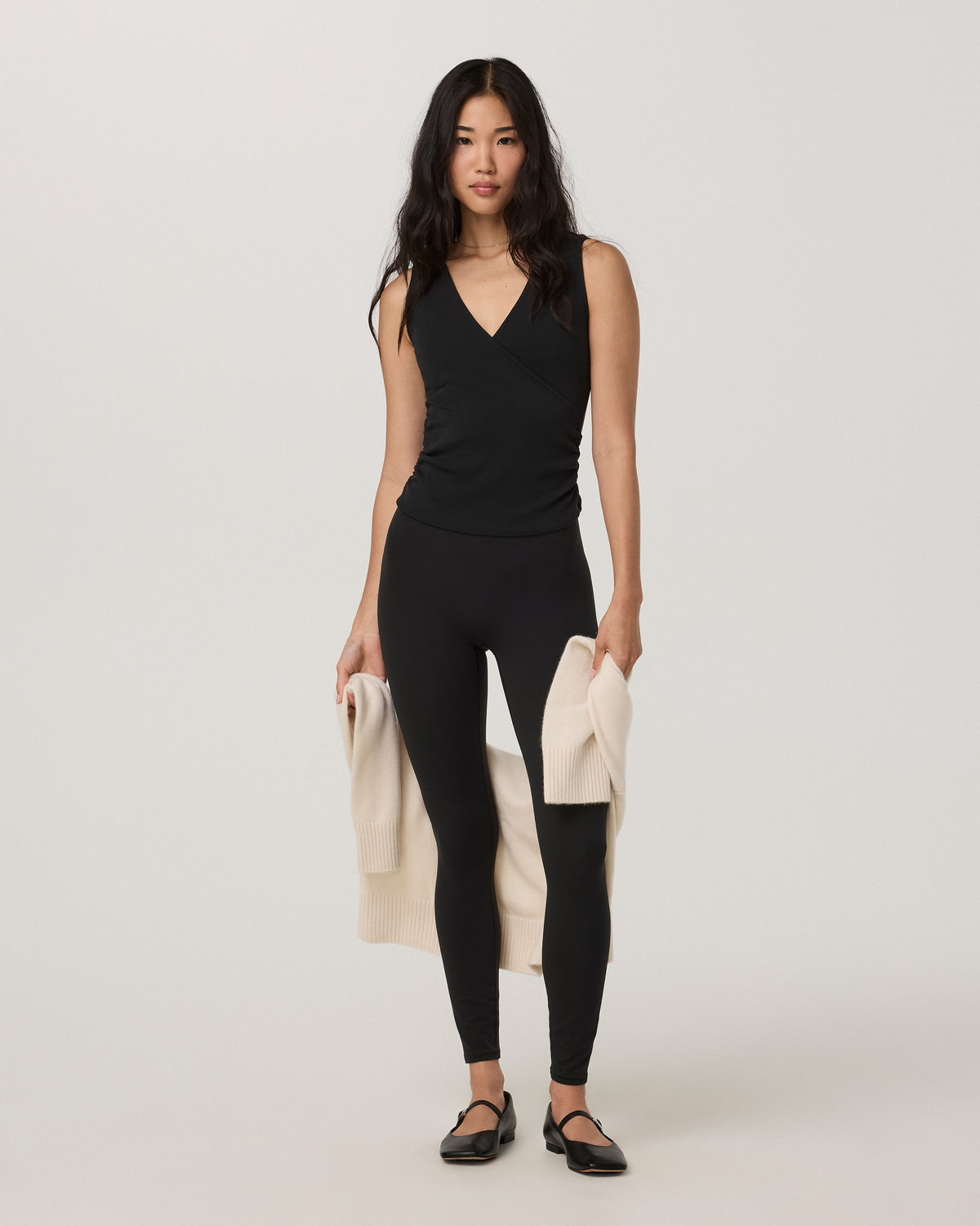 Everyday Cotton Stretch Wrap Tank | Black
