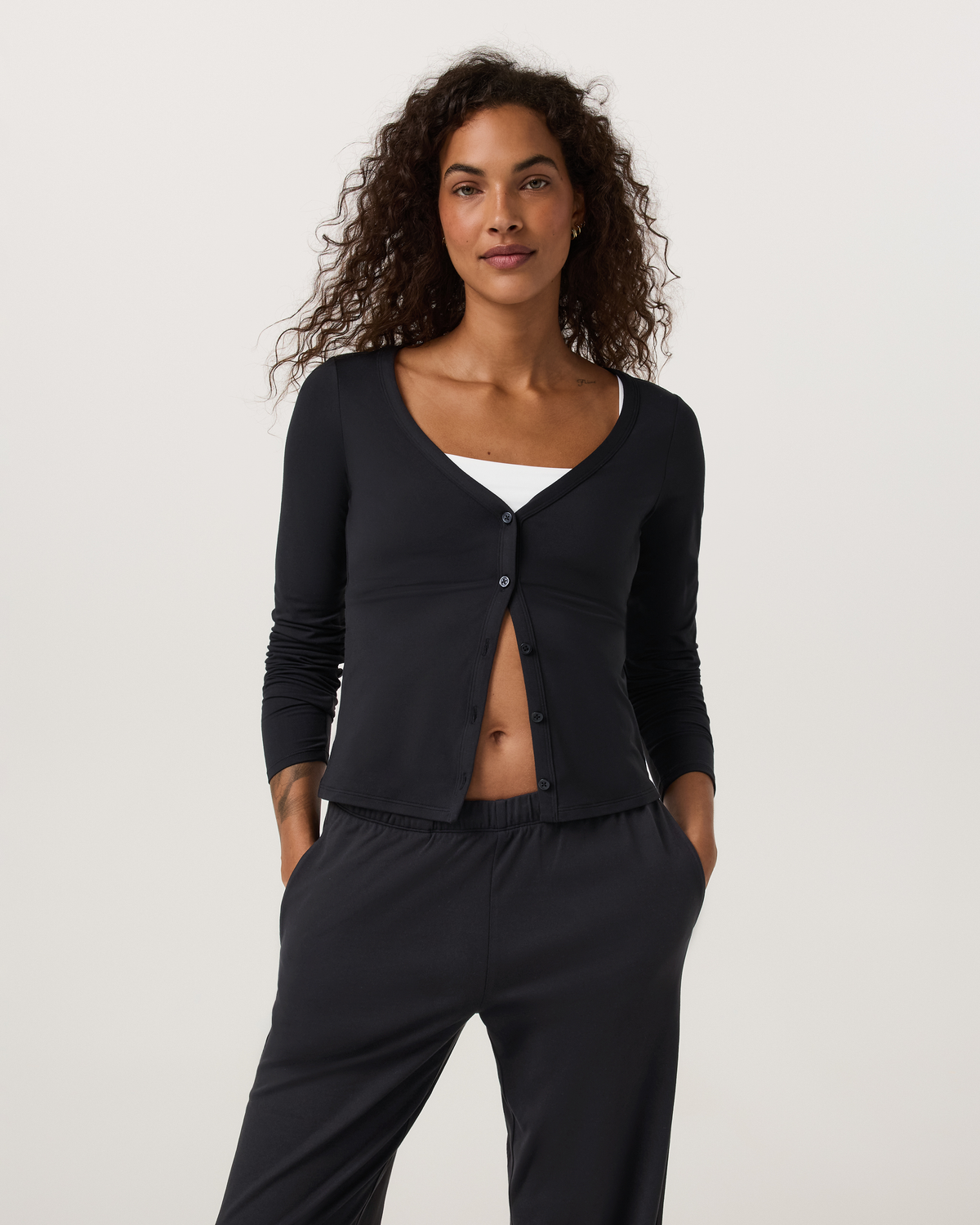 Long Sleeve Halo V-Neck Cardigan | Java Heather