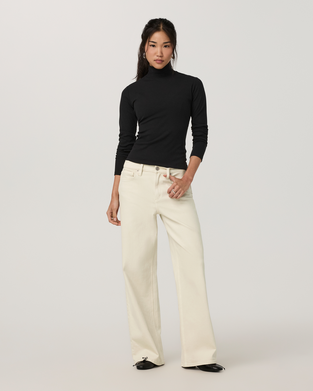 Cottony Rib Turtleneck | White
