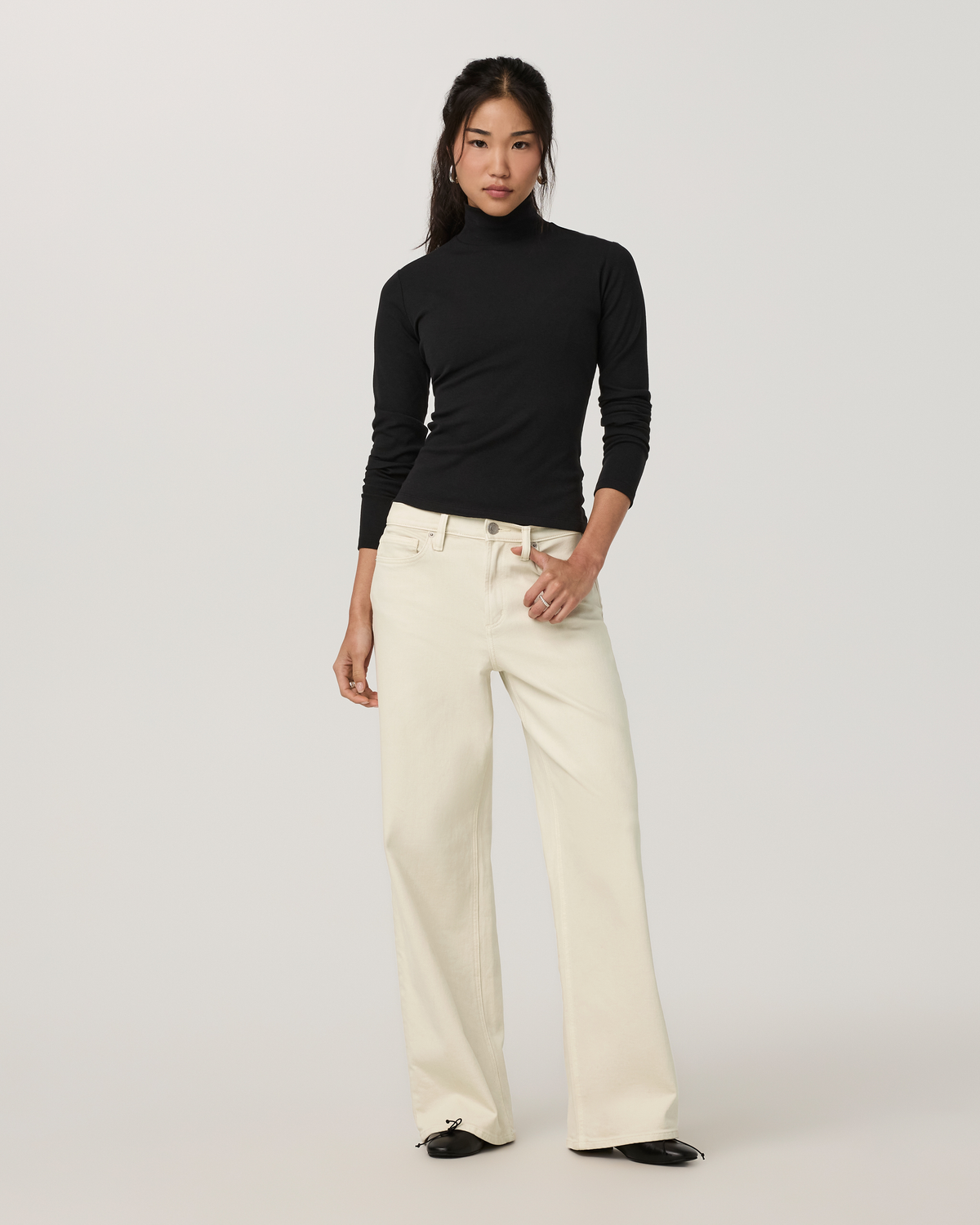 Cottony Rib Turtleneck | White