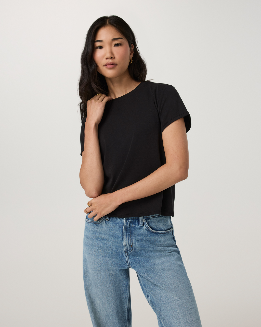 Everyday Cotton Stretch Fitted Tee | Black