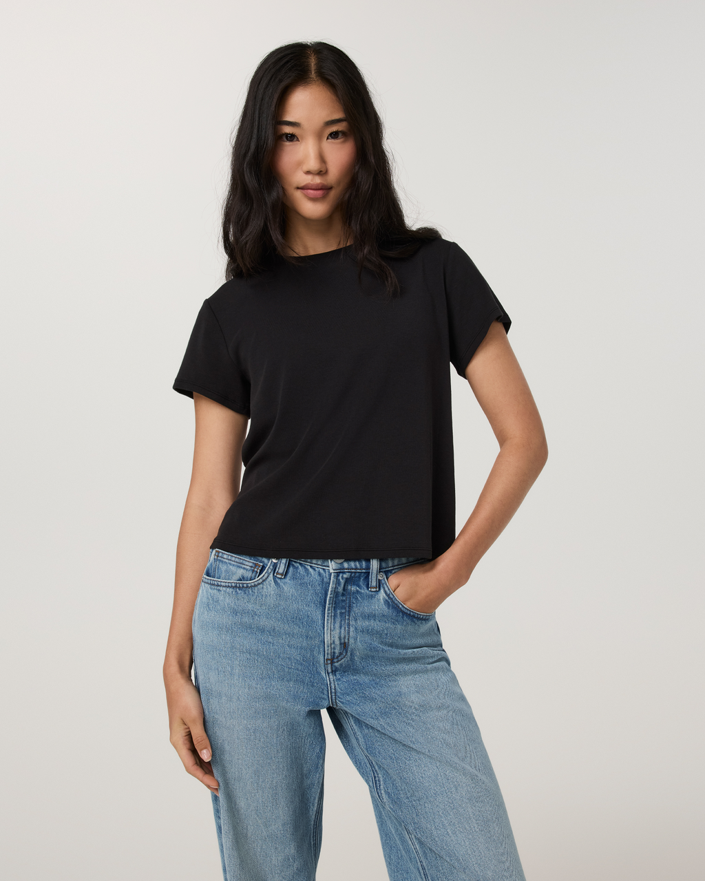Everyday Cotton Stretch Fitted Tee | Black
