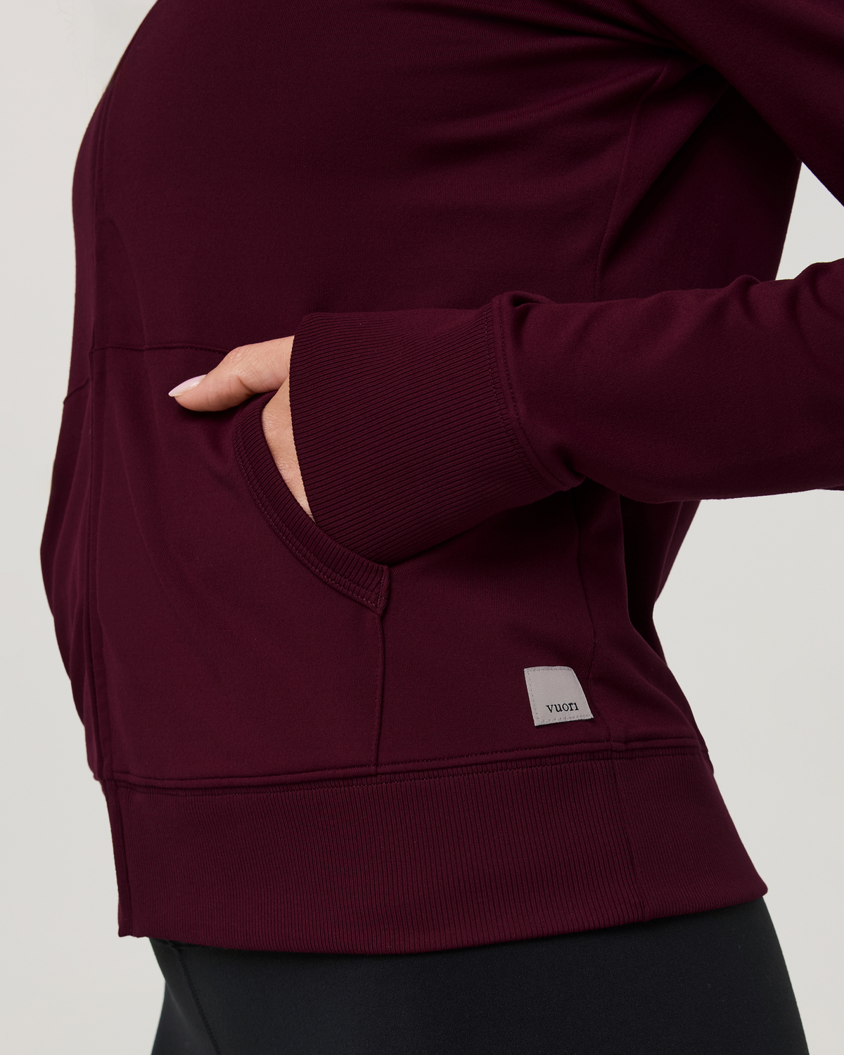 Halo Mini Full Zip Hoodie - Long | Cherry Noir