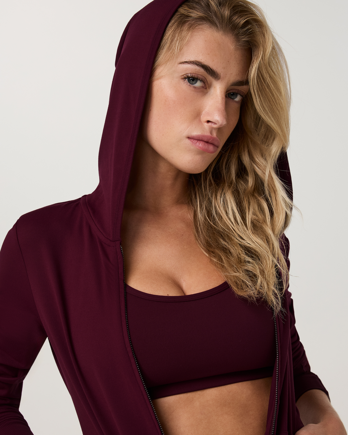 Halo Mini Full Zip Hoodie - Long | Khaki Heather