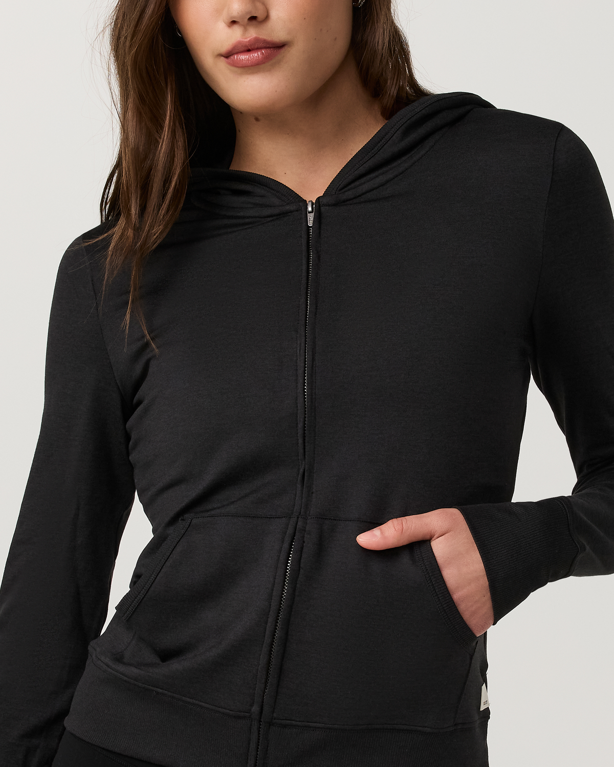 Halo Mini Full Zip Hoodie - Long | Ecru Heather