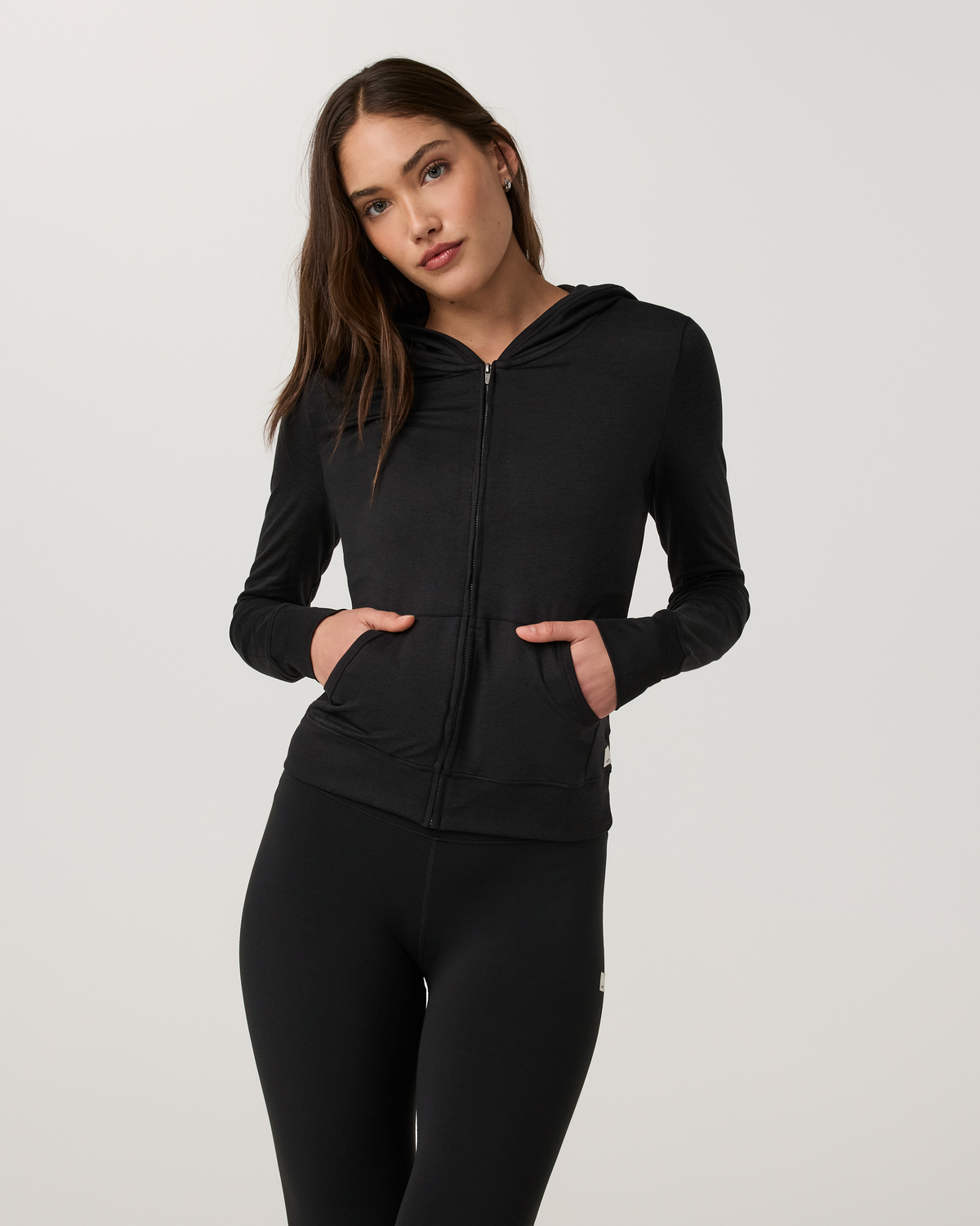 Halo Mini Full Zip Hoodie - Long | Khaki Heather
