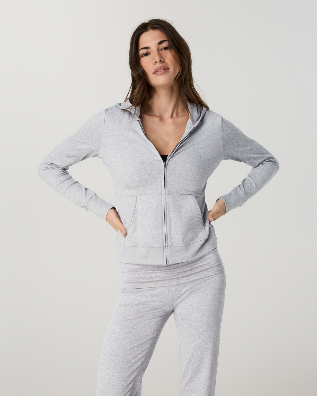 Halo Mini Full Zip Hoodie - Long | Java Heather