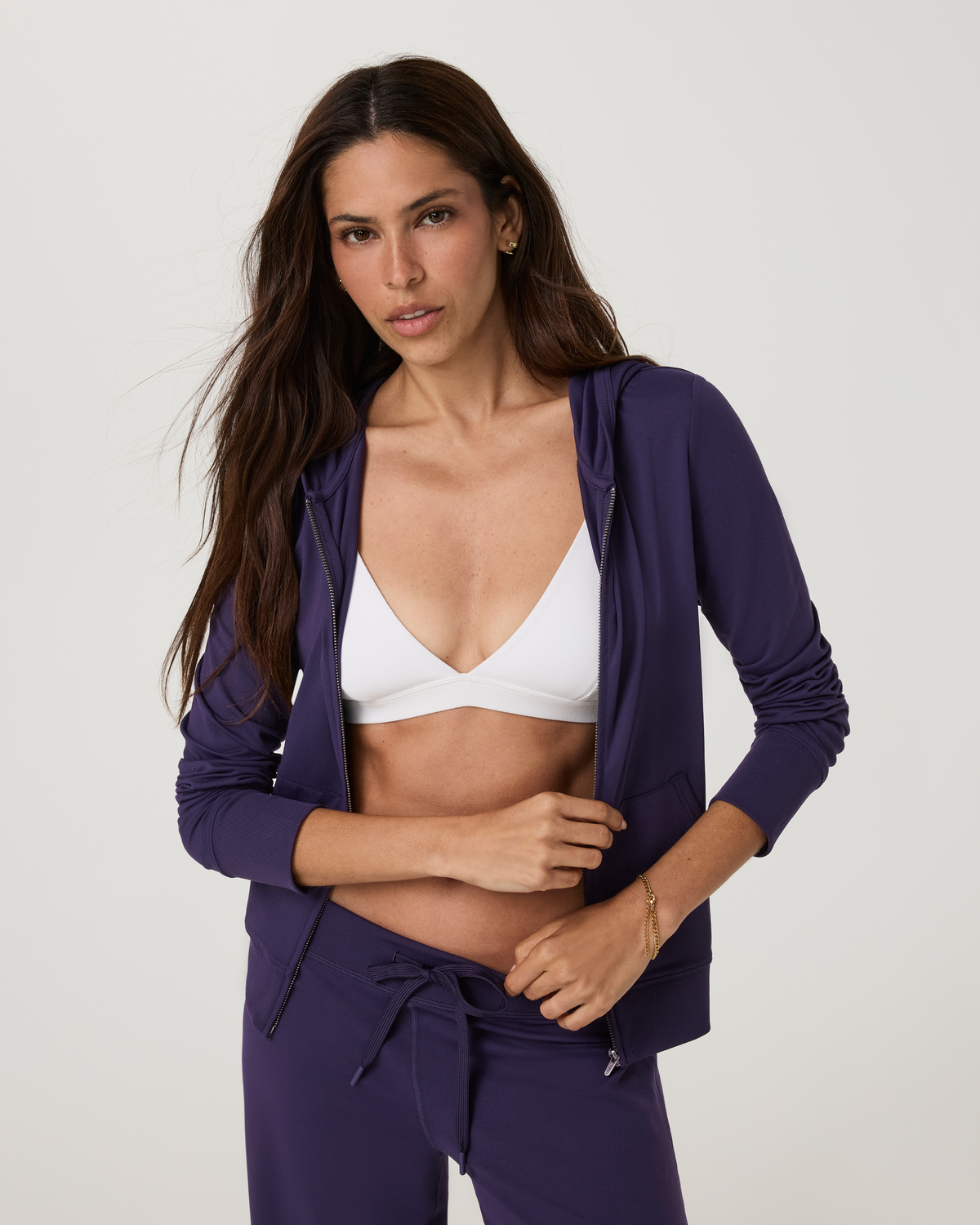 Halo Mini Full Zip Hoodie - Long | Java Heather