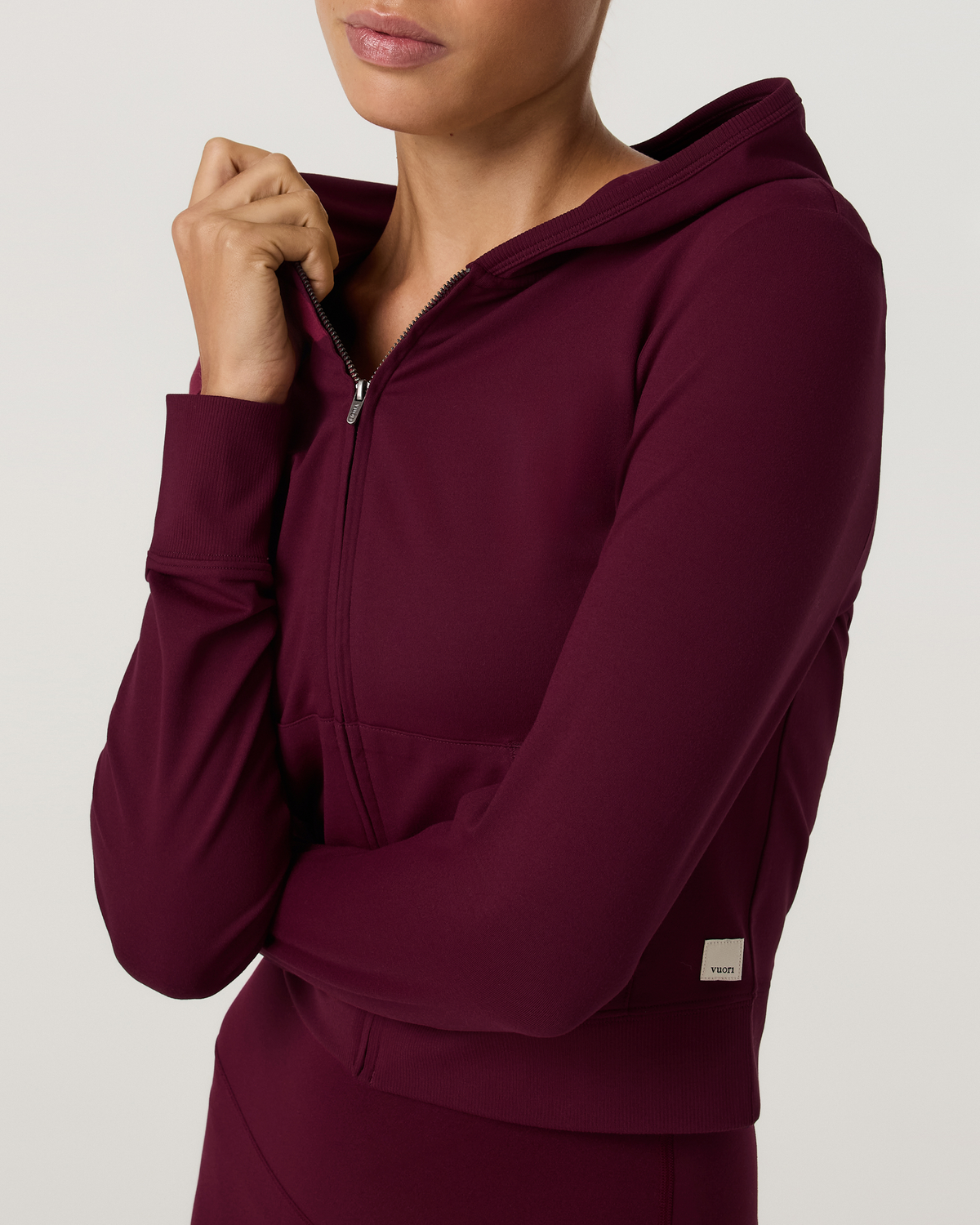 Halo Mini Full Zip Hoodie - Long | Cherry Noir