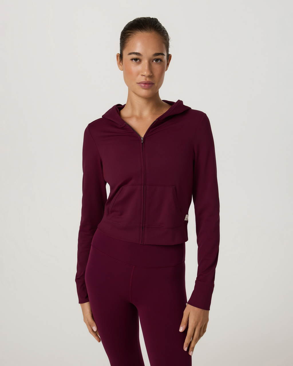 Halo Mini Full Zip Hoodie - Long | Cherry Noir