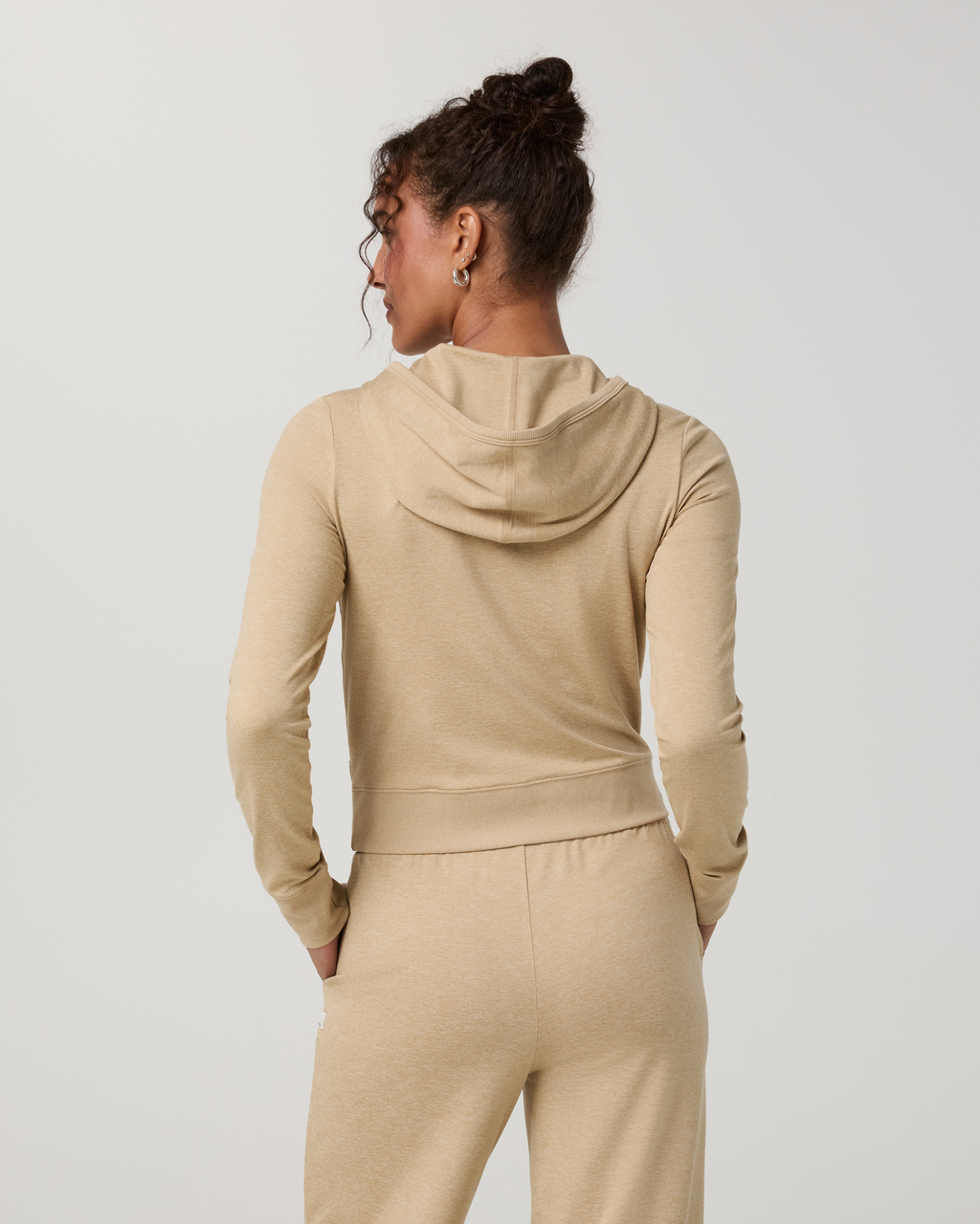 Halo Mini Full Zip Hoodie - Long | Khaki Heather