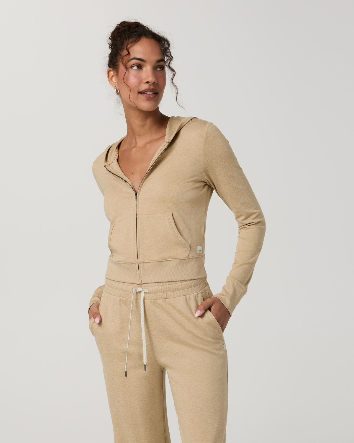 Halo Mini Full Zip Hoodie - Long | Java Heather