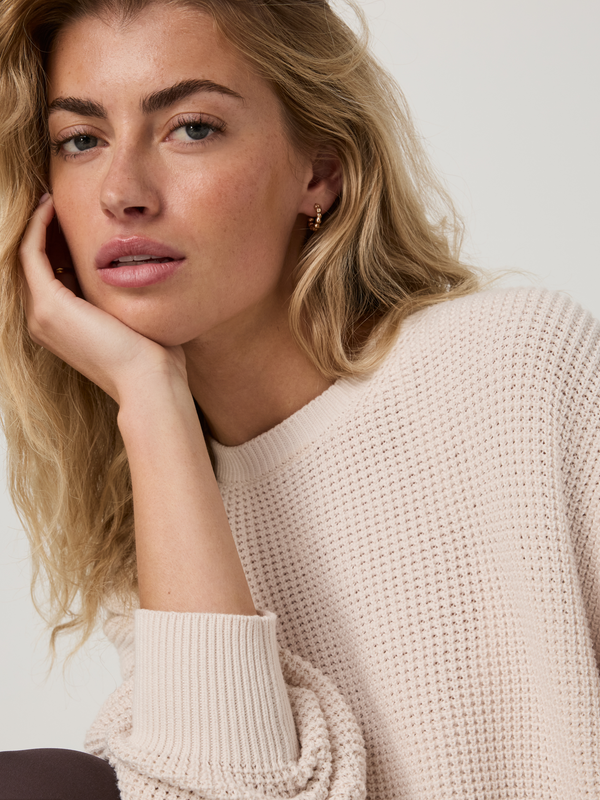Cotton Waffle Sweater | Ink