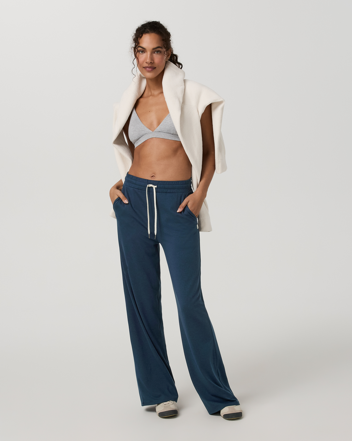 Halo Essential Wideleg Pant - Long | Ecru Heather