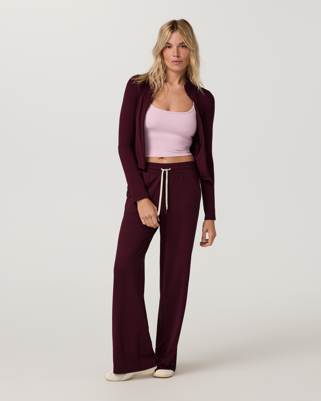 Halo Essential Wideleg Pant - Short | Ecru Heather