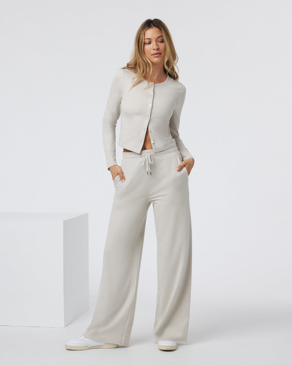Halo Essential Wideleg Pant | Khaki Heather