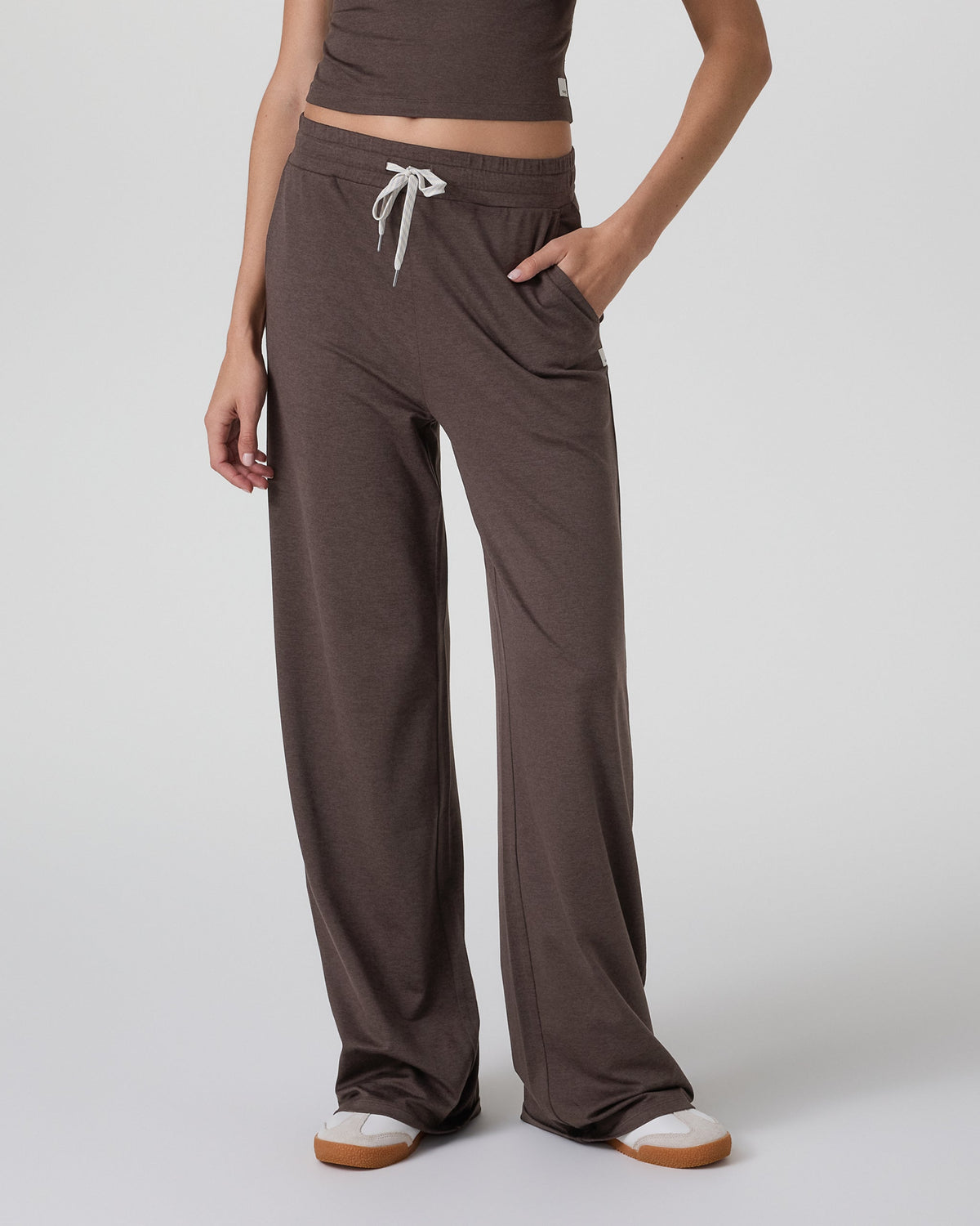 Halo Essential Wideleg Pant - Long | Ecru Heather