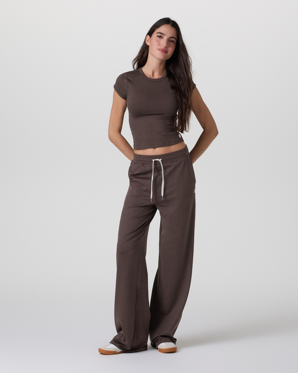 Halo Essential Wideleg Pant - Long | Ecru Heather