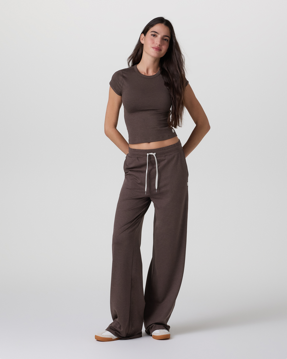 Halo Essential Wideleg Pant - Short | Ecru Heather